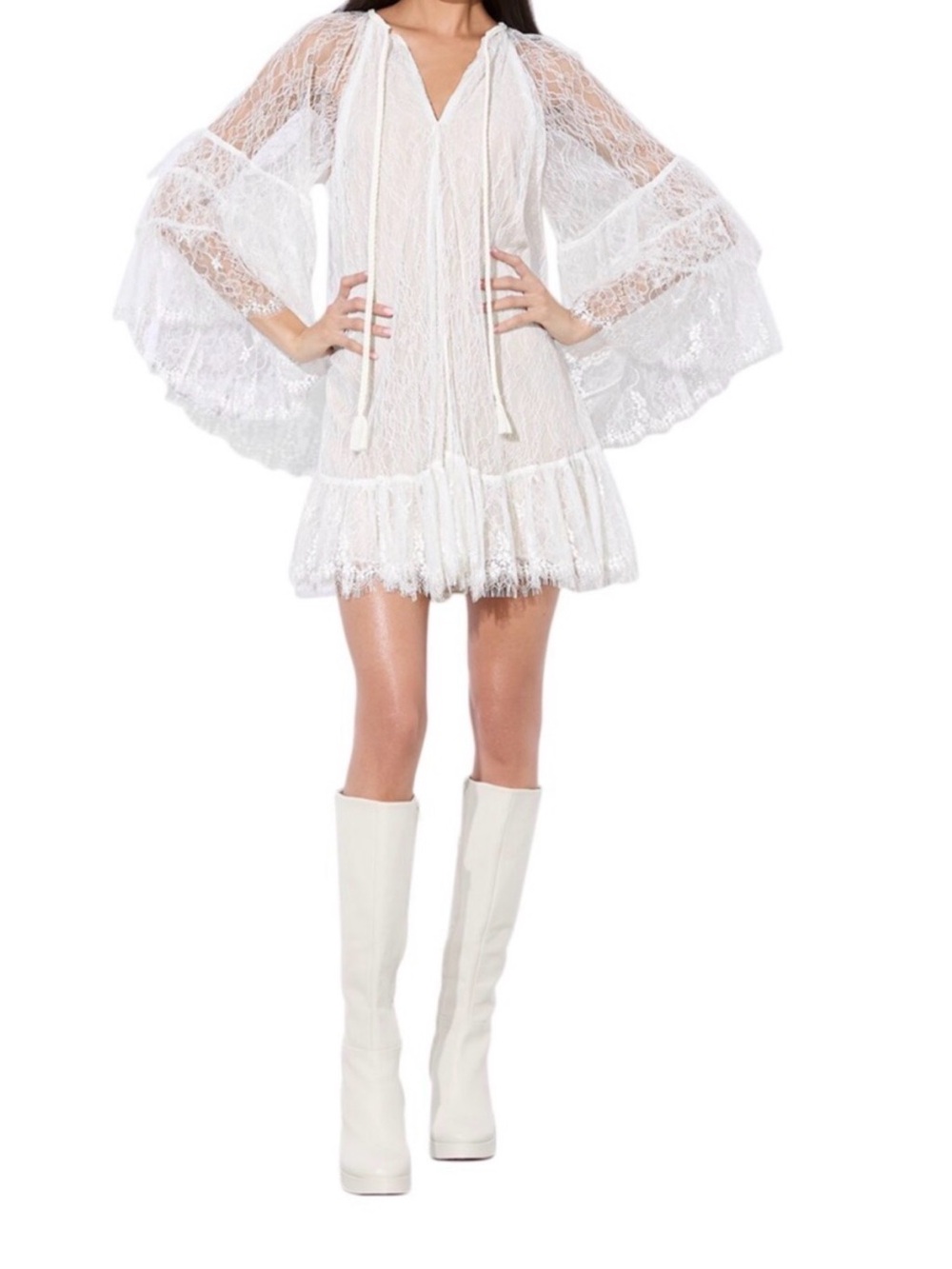 Alice + Olivia Delia Ruffled Tunic Dress